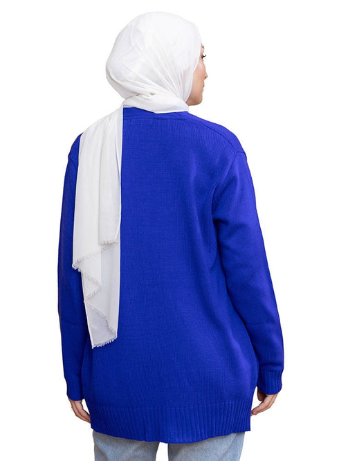 Royal Blue Basic Pocket Cardigan - Khotwh