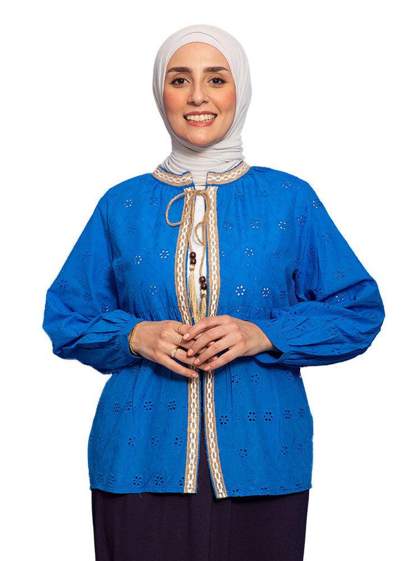 Royal Blue Frunc Cardigan - Khotwh