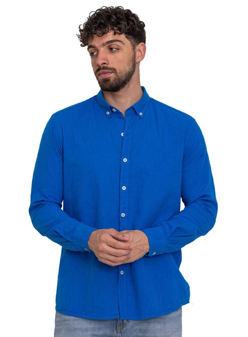 Royal Blue Linen Shirt - Khotwh