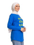 Royal Blue Printed Long - Sleeve Design 10 - Khotwh
