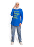 Royal Blue Printed Long - Sleeve Design 10 - Khotwh