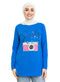 Royal Blue Printed Long - Sleeve Design 20 - Khotwh