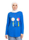 Royal Blue Printed Long - Sleeve Design 35 - Khotwh