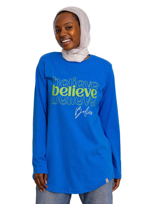 Royal Blue Printed Long - Sleeve Design 9 - Khotwh