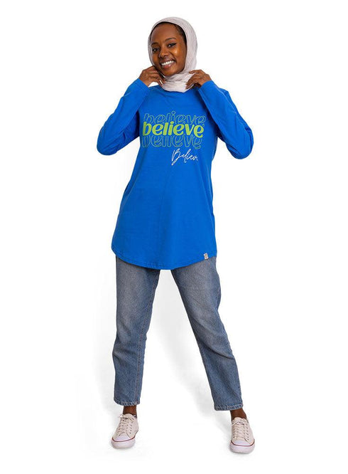 Royal Blue Printed Long - Sleeve Design 9 - Khotwh