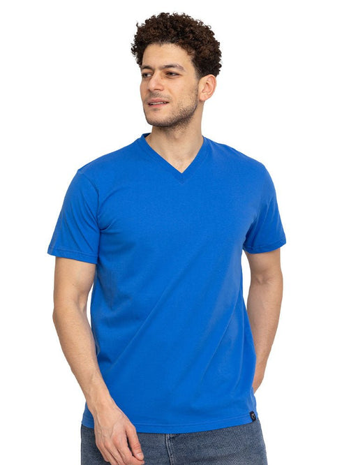 Royal Blue V - neck T-Shirt - Khotwh