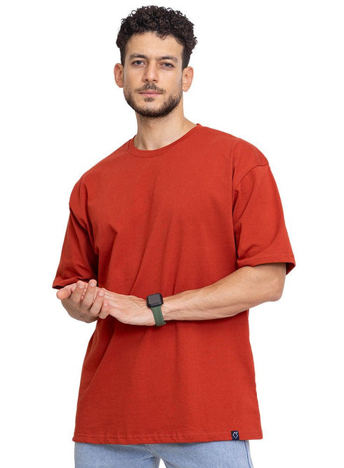 Rust Over Size Round T-Shirt - Khotwh