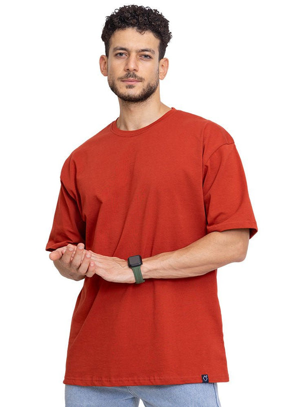 Rust Over Size Round T-Shirt - Khotwh