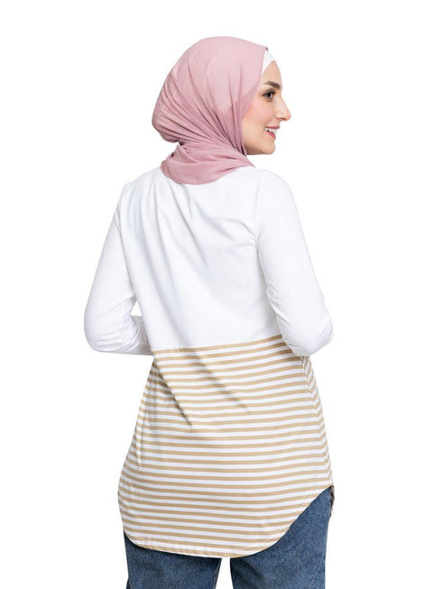 Sand Half Striped Long - Sleeve - Khotwh