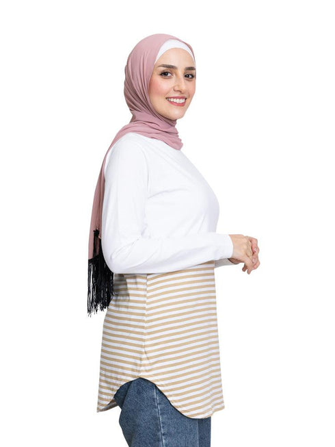 Sand Half Striped Long - Sleeve - Khotwh