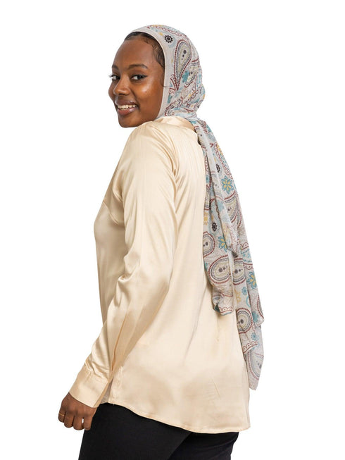 Sand Satin Collar Blouse - Khotwh