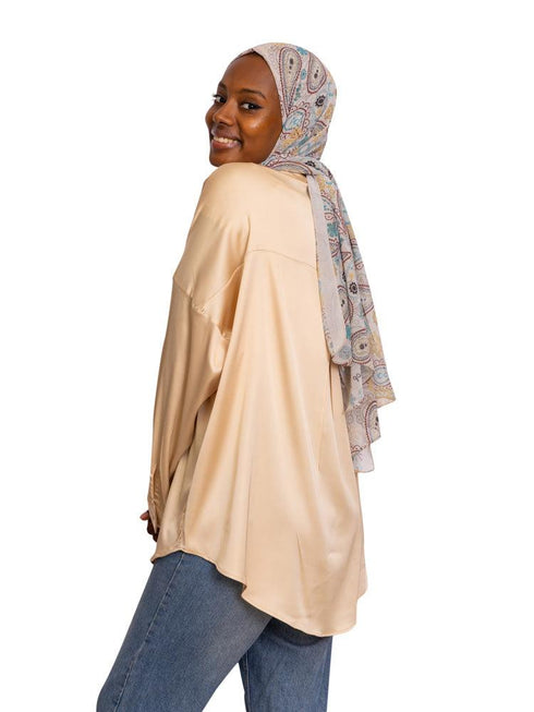 Sand Satin Collar Blouse - Khotwh