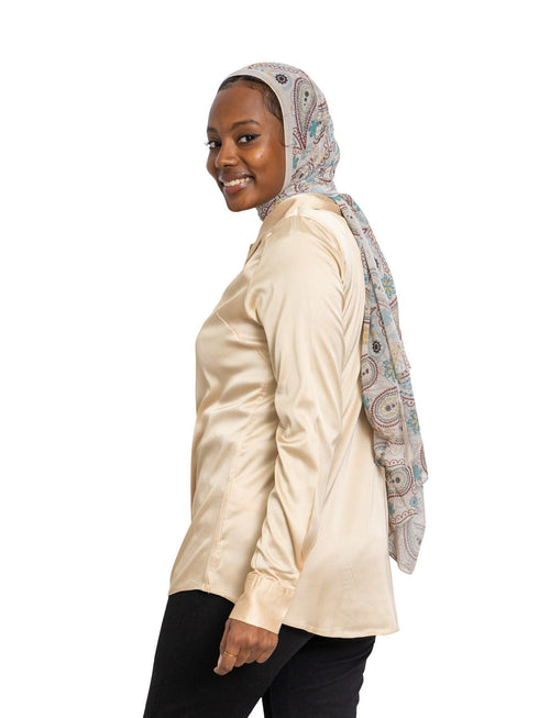 Sand Satin Collar Blouse - Khotwh