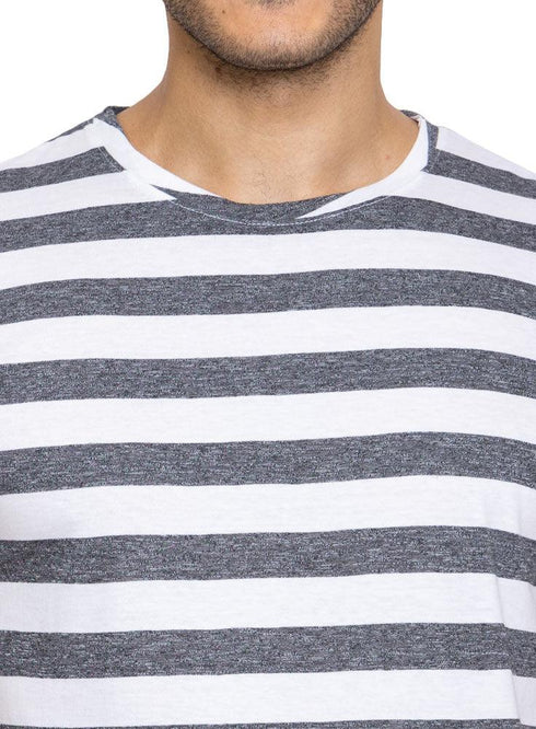 Sh.Black Striped Round T-shirt - Khotwh