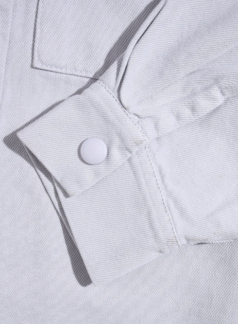 Silver Embroidered Gabardine Shirt - Khotwh