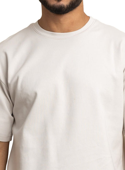 Silver Over Size Round T-Shirt - Khotwh