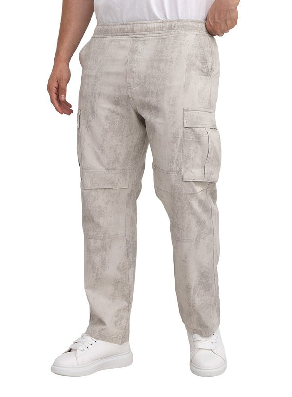 Silver Printed Gabardine Cargo Pants - Khotwh
