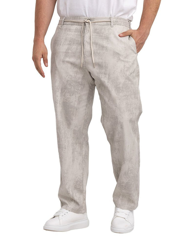 Silver Printed Gabardine Straight Leg Pants - Khotwh