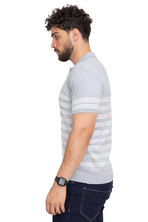Silver Striped F - S.Knit Polo T-shirt - Khotwh