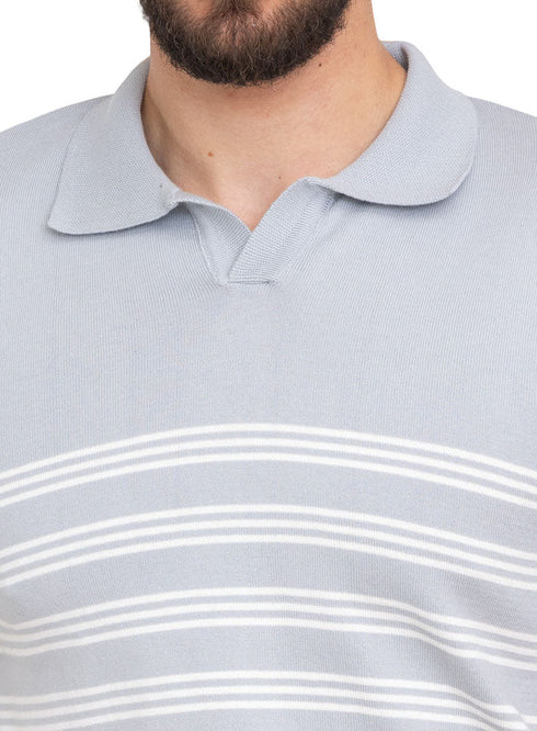 Silver Striped F - S.Knit Polo T-shirt - Khotwh