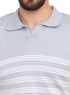 Silver Striped F - S.Knit Polo T-shirt - Khotwh