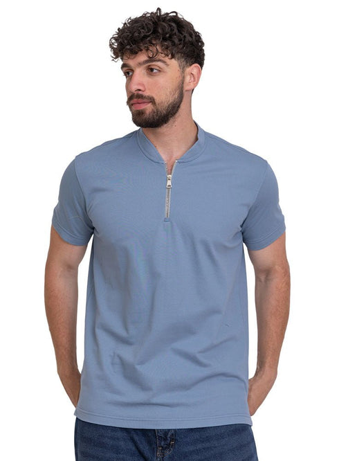 Sky Blue Bickeh Zipper T-Shirt - Khotwh