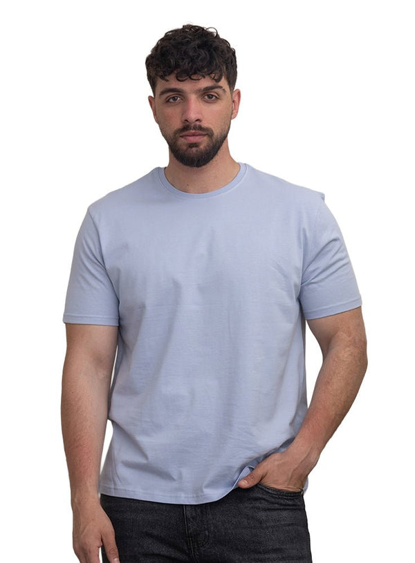 Sky Blue Relaxed Round T-Shirt - Khotwh