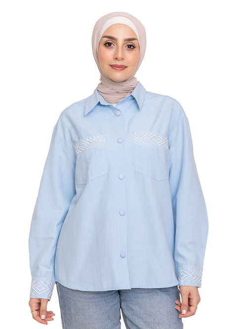 Sky Embroidered Shirt - Khotwh