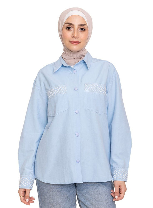 Sky Embroidered Shirt - Khotwh