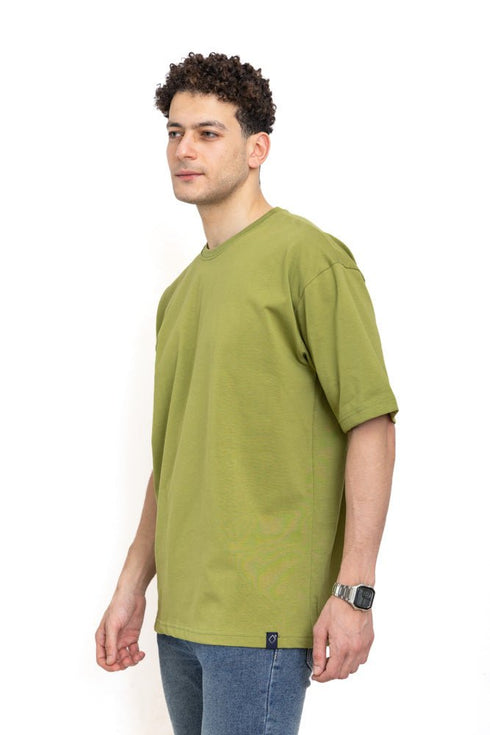 Smoke Green Over Size Round T-Shirt - Khotwh