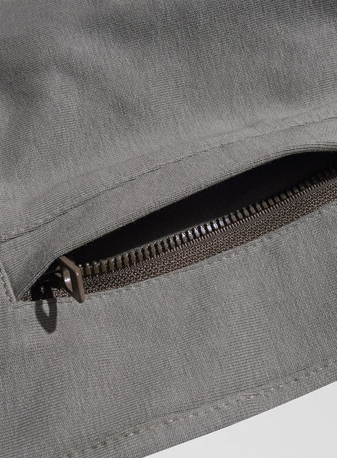 Smoke Green Zipper Melton Short - Khotwh