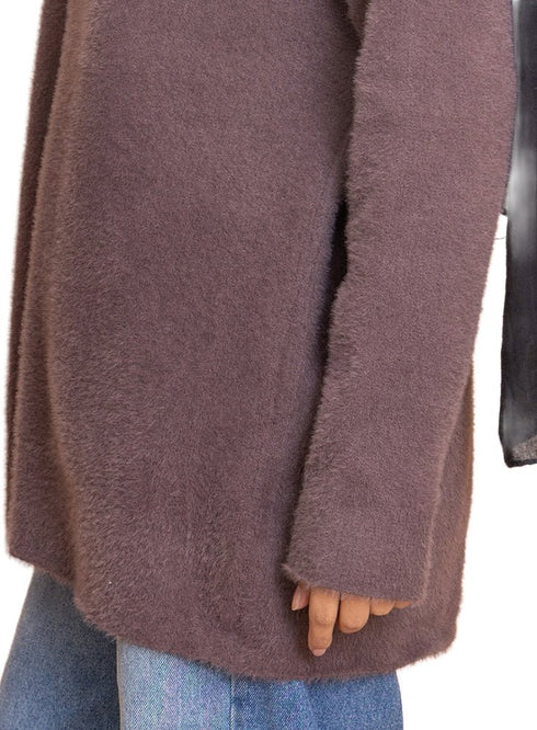 Soft Mauve Fluffy Over Size Pullover - Khotwh