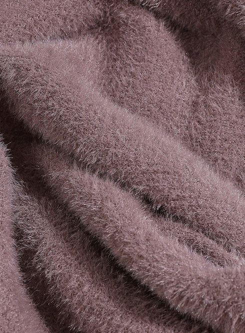Soft Mauve Fluffy Over Size Pullover - Khotwh