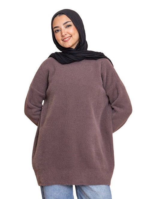 Soft Mauve Fluffy Over Size Pullover - Khotwh