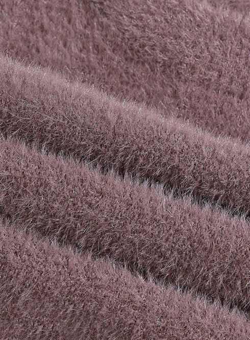 Soft Mauve Fluffy Over Size Pullover - Khotwh