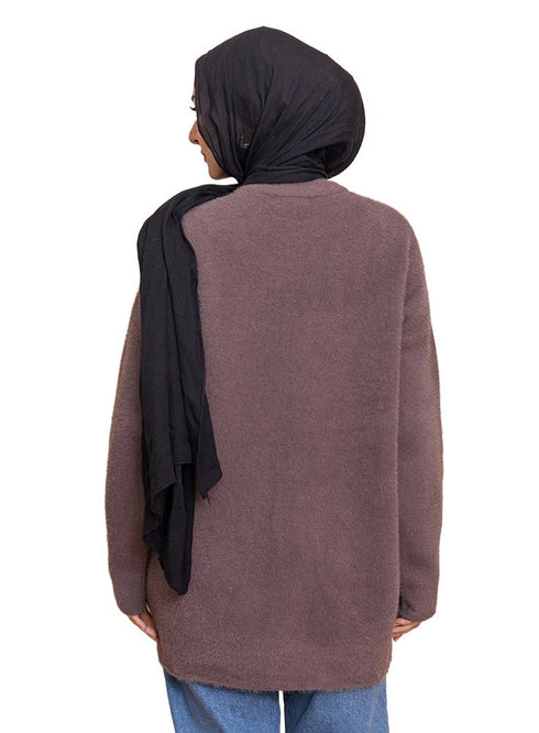 Soft Mauve Fluffy Over Size Pullover - Khotwh