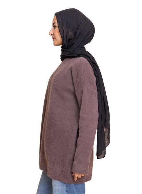 Soft Mauve Fluffy Over Size Pullover - Khotwh