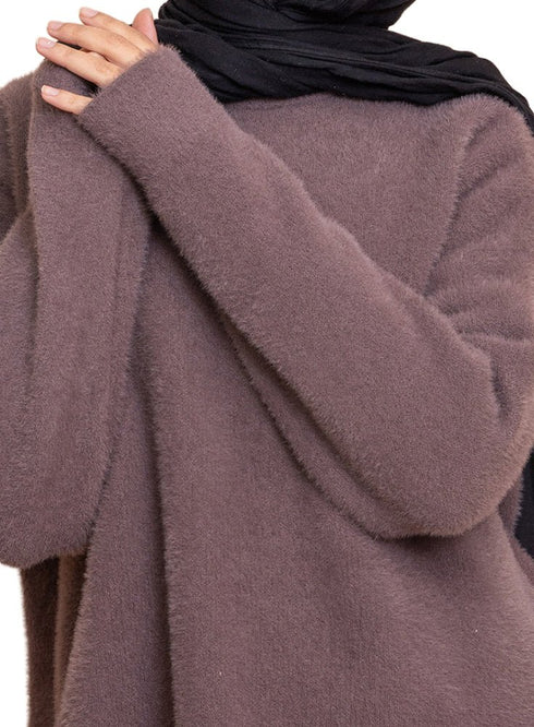 Soft Mauve Fluffy Over Size Pullover - Khotwh