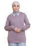 Soft Mauve Round Knit Pullover - Khotwh