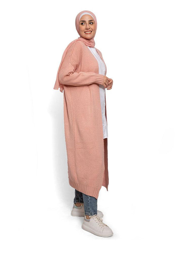 Soft - Pink Knit - Long Cardigan One Size - Khotwh