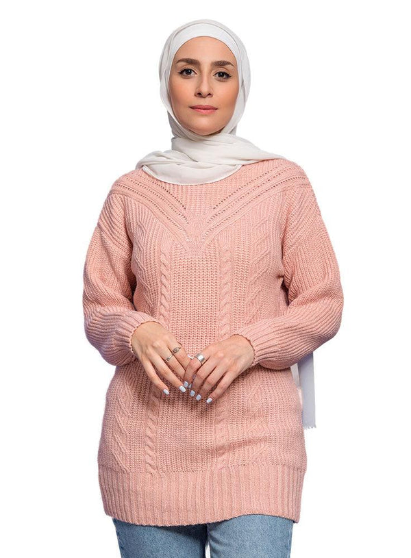 Soft - Pink plait pullover - Khotwh