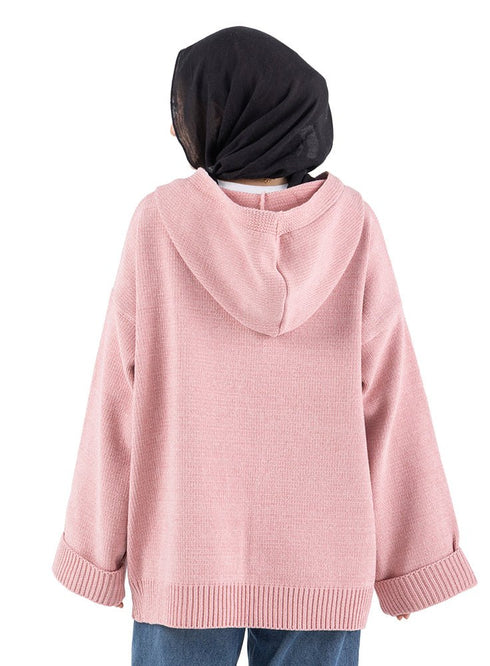 Soft Pink Pocket Velvet Cardigan - Khotwh