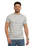 Stria Grey Striped Round T-shirt - Khotwh