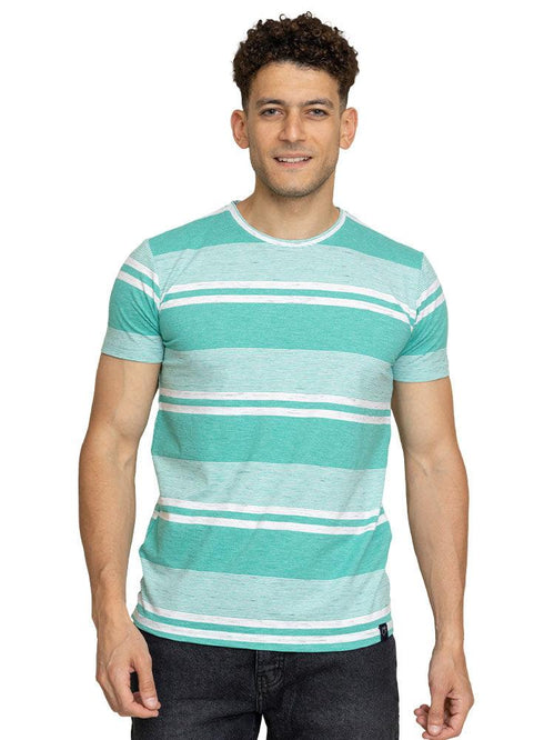 Stria White Striped Round T-shirt - Khotwh
