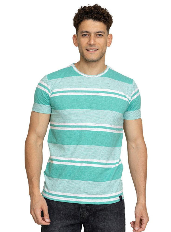 Stria White Striped Round T-shirt - Khotwh