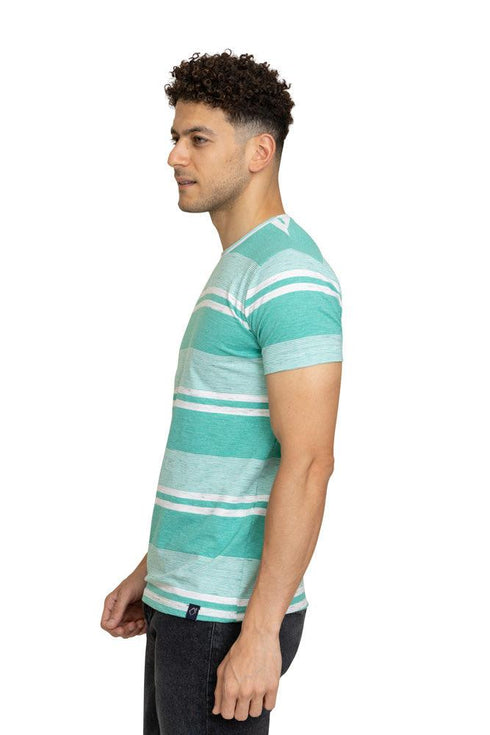 Stria White Striped Round T-shirt - Khotwh