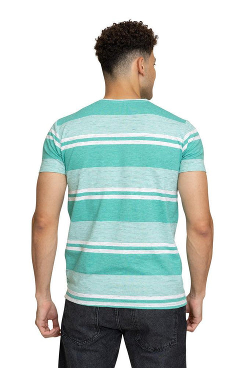 Stria White Striped Round T-shirt - Khotwh
