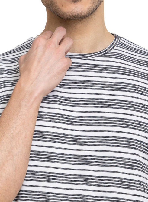 Striped Black Striped Round T-shirt - Khotwh