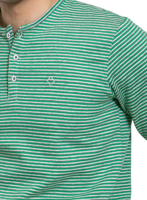Striped Green Henley - Khotwh