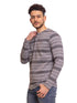Striped Grey6976 Henley - Khotwh